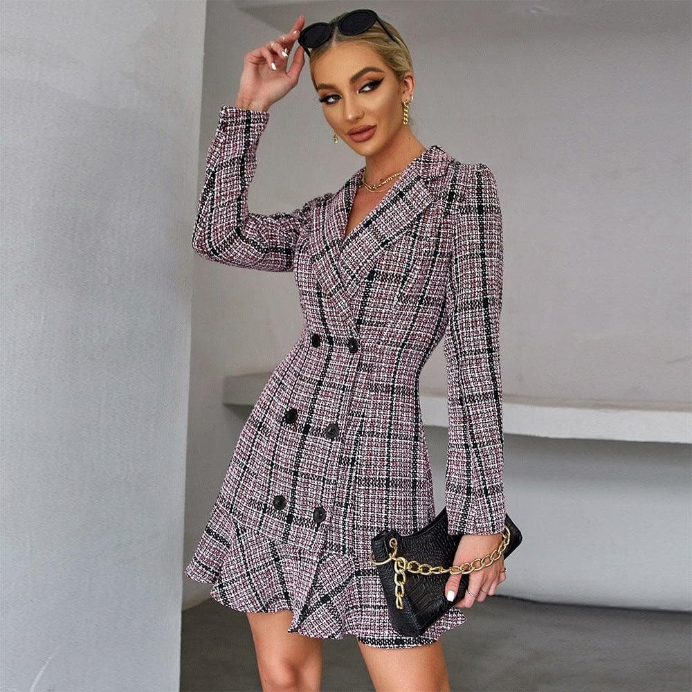 Waist slimming long-sleeved suit dress