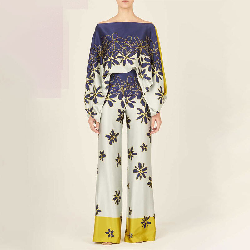 Loose Bat Sleeve Wide Leg Pants Casual Suit