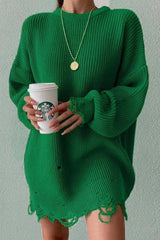Mid-length Loose Fit Hole Pullover Sweater