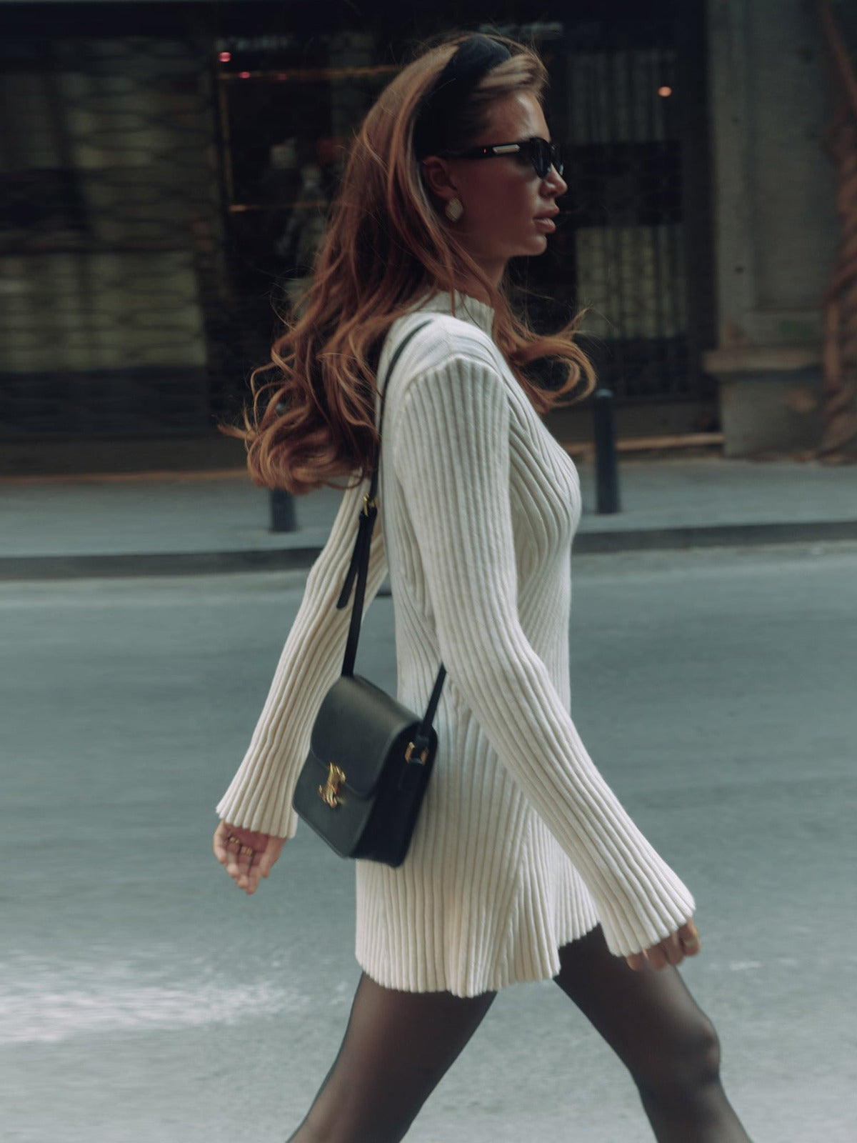 Turtleneck temperament short sweater dress