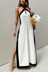 Backless Halter Neck Split Dress