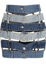 Stitching hollow button tooling style short skirt