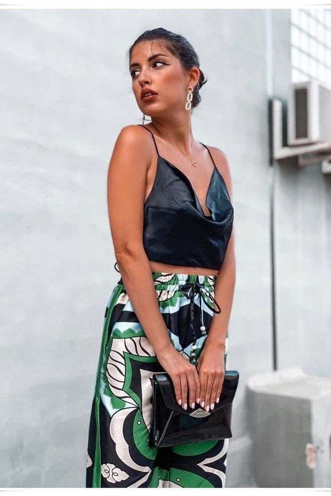 Bermuda print long loose pants