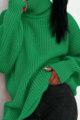 Loose Fit High-necked Wool Knitted Sweater