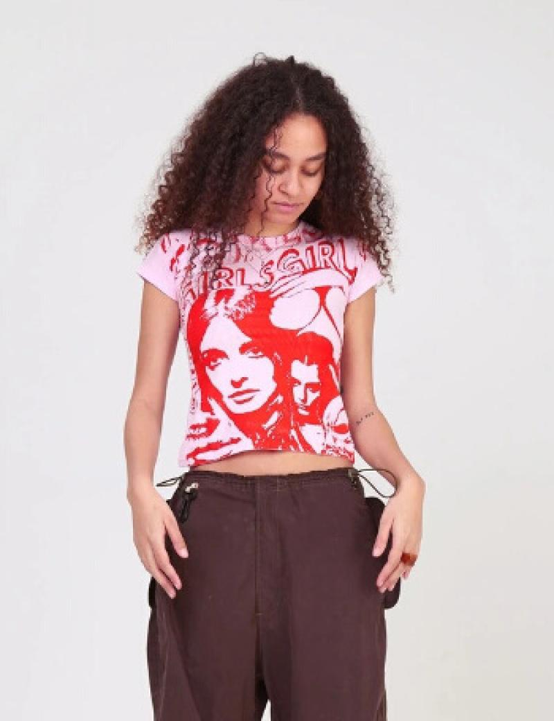 Vintage Short Sleeve Printed Crop Top