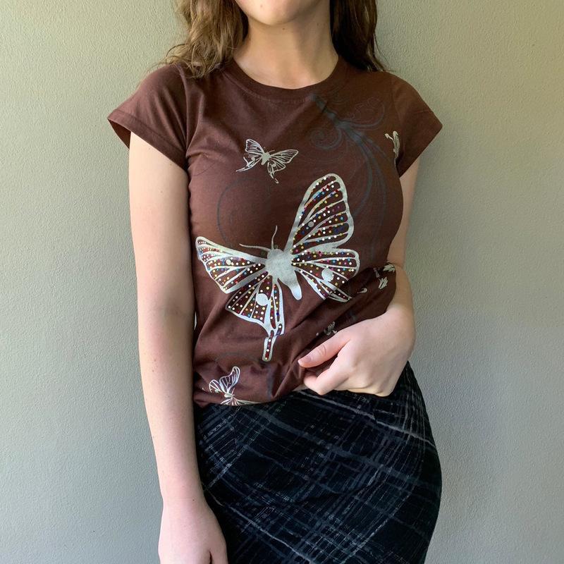 Vintage Short Sleeve Printed Crop Top