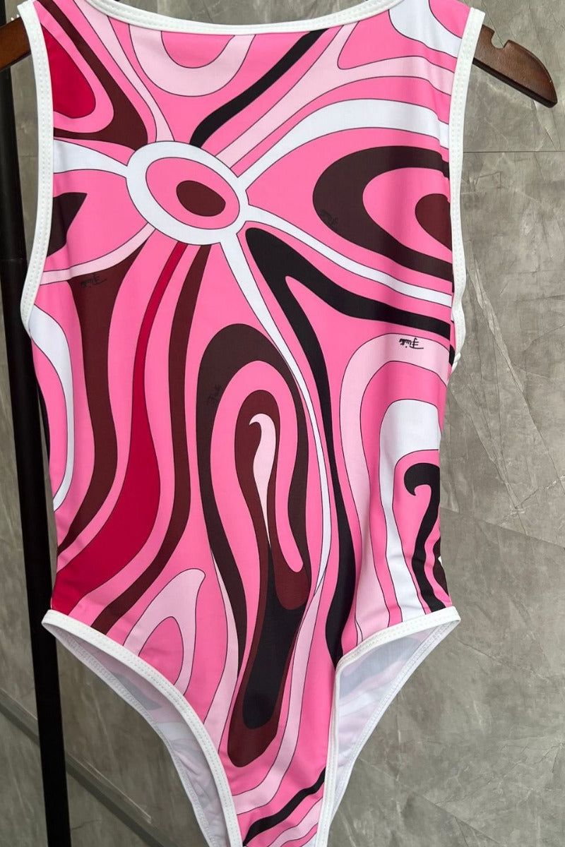 Wave Patterned One-Piece Swimsuit