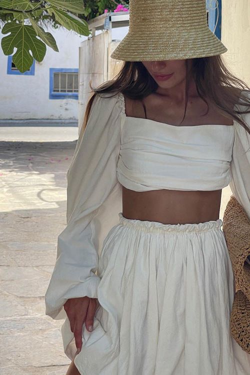 Backless Top Short Skirt Two-piece Set