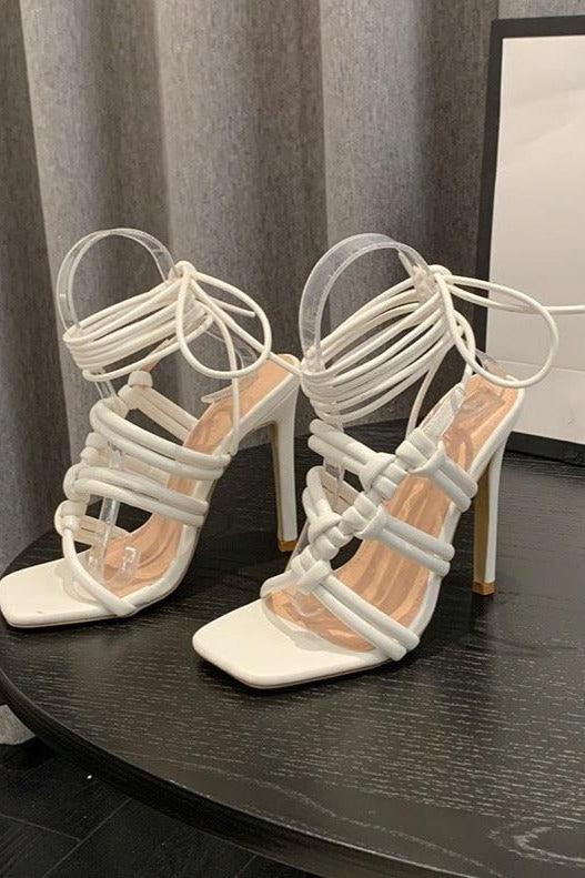 American woven hollow stiletto Roman sandals