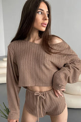 Two Piece Ribbed Knit Loungewear Set