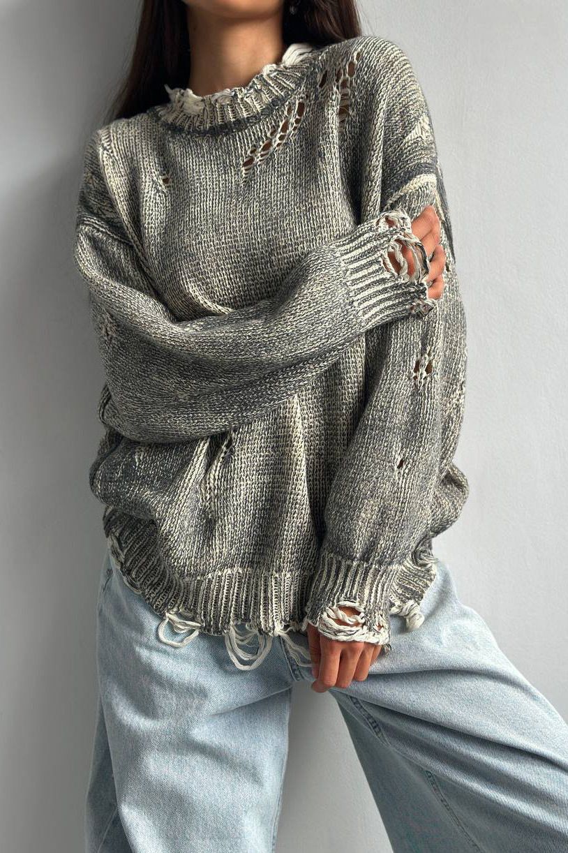 Loose Casual Hollow Knitted Sweater Outerwear
