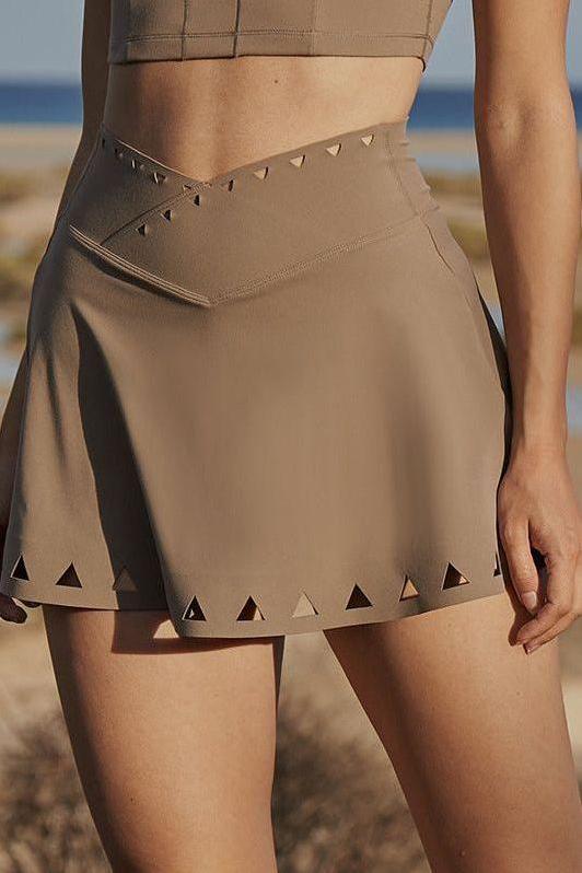 A-line V waist lined tennis miniskirt suit