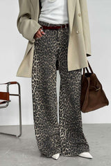 Leopard Design Loose Wide-leg Trousers