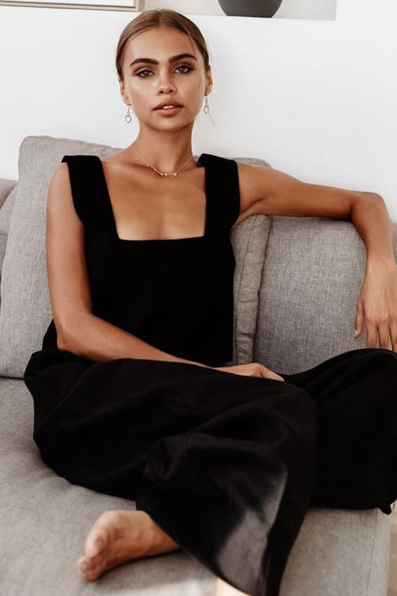 Wide-Leg Pants Square Neck Vest Two-Piece Suit