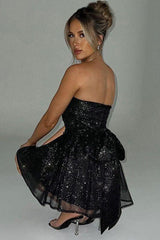 Strapless backless short evening dress