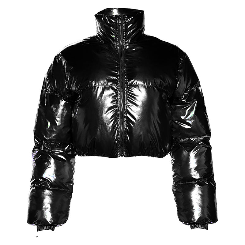 Fall  Clothing Sexy Casual Cropped Stand Collar Loose Short Cotton Coat Jacket
