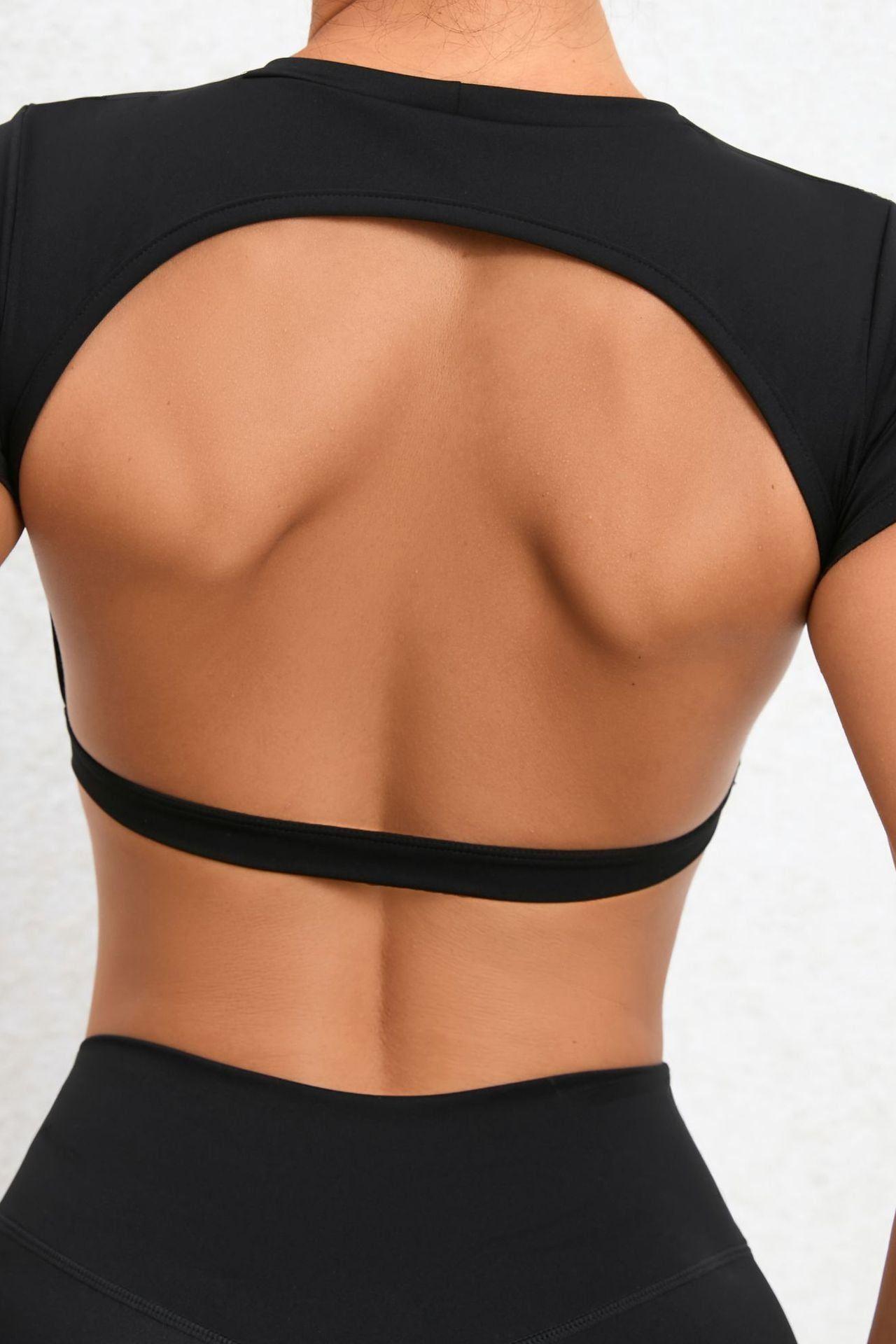 Braless padded nude yoga tops