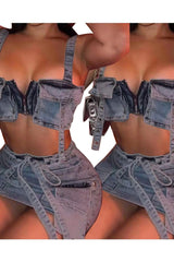 Tube Top Suspender short Skirt two piece