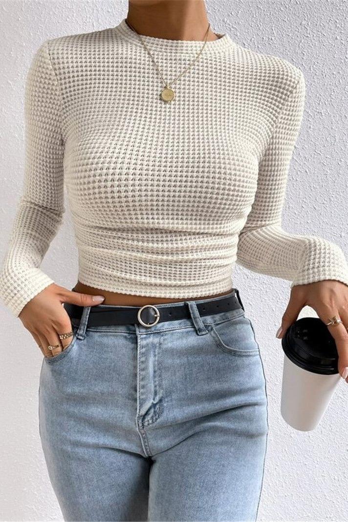Versatile Long-sleeved Pleated Top