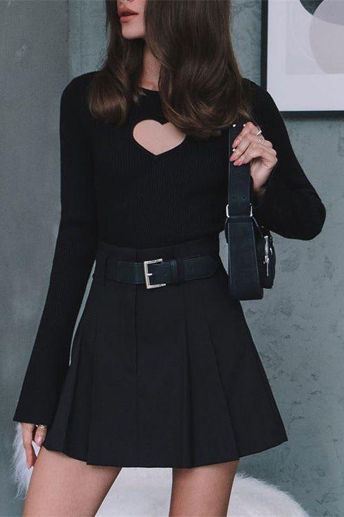 Love hollow knitted short top sweater