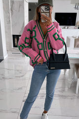 Embroidered V-neck Loose Knitted sweater