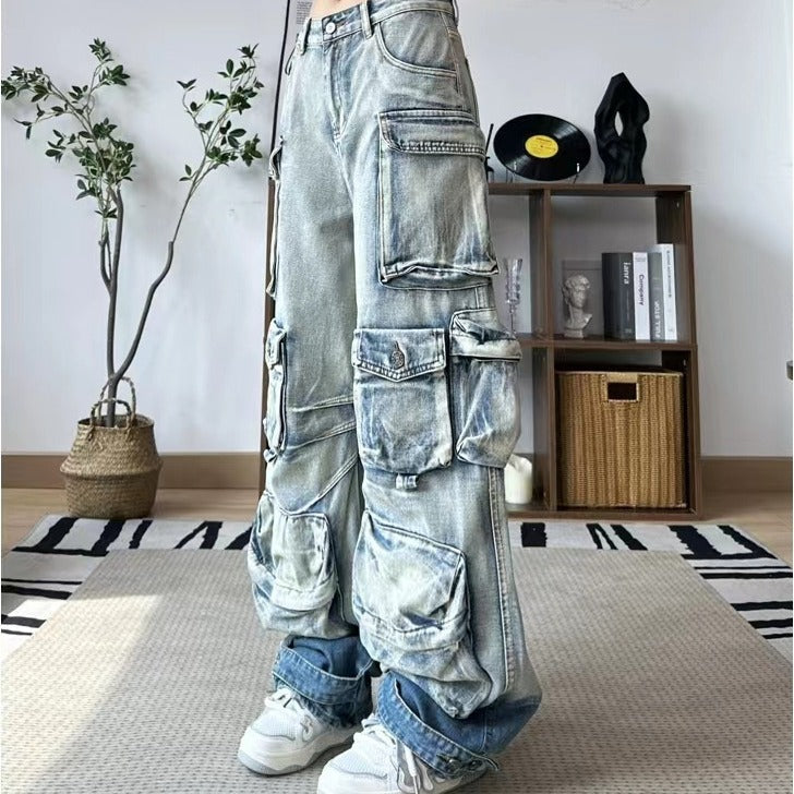 Washed Gradient Paratrooper Jeans