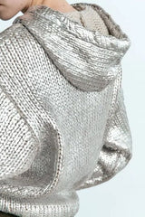 Metal Pattern Round Neck Hooded Sweatshirt