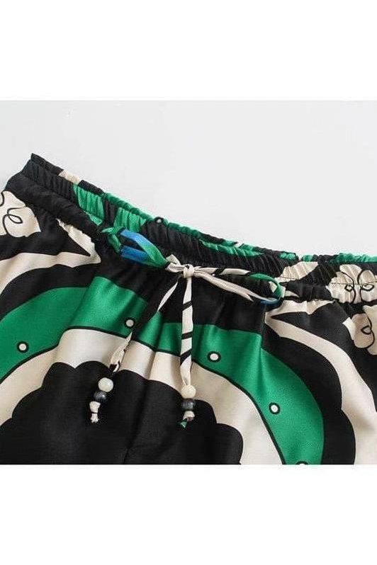 Bermuda print long loose pants