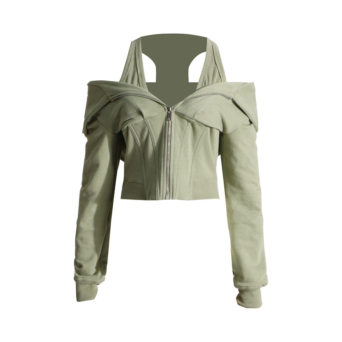 Slim Waist Hooded Short Sweater