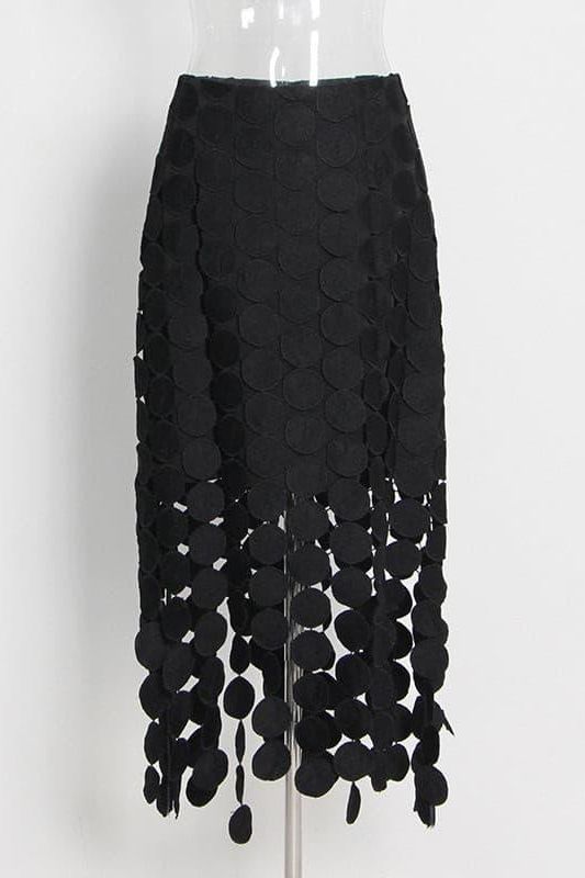 French retro hollow fringed irregular skirt