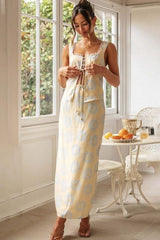 Square Collar Top Printed Long 2 piece dress
