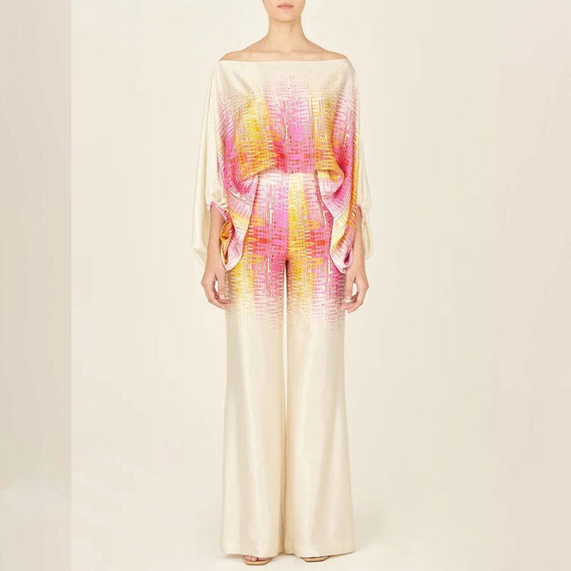 Loose Bat Sleeve Wide Leg Pants Casual Suit
