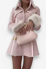 French style stitching short pink suit