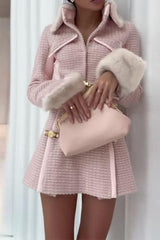 French style stitching short pink suit