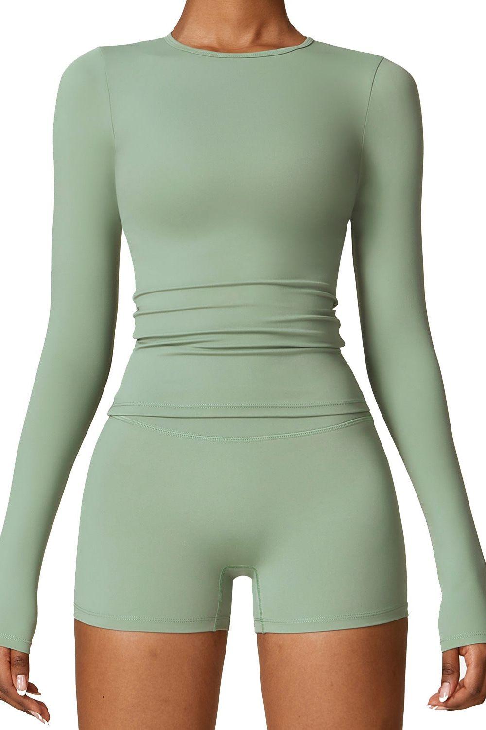 Brushed long-sleeved yoga suit