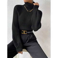 Loose Slim High Collar Knitted Sweater