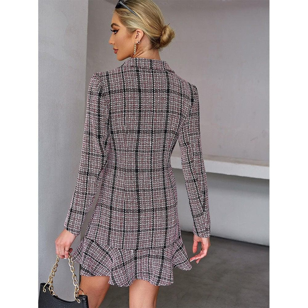 Waist slimming long-sleeved suit dress