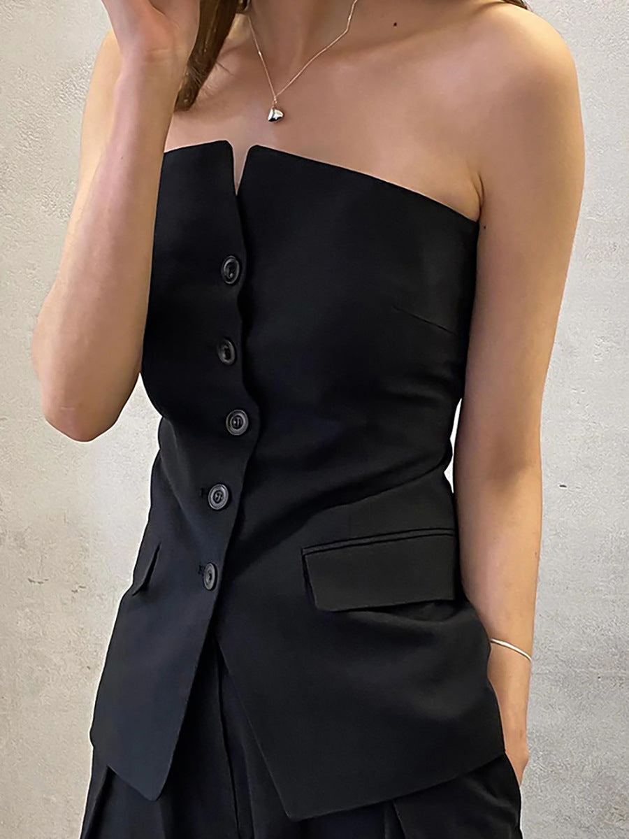 Black Sleeveless long Vest