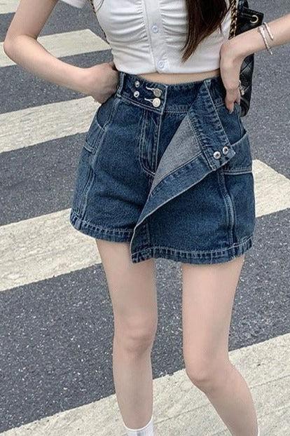 Irregular denim retro slim skirt