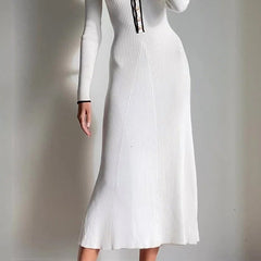 White French style V-neck slim dress