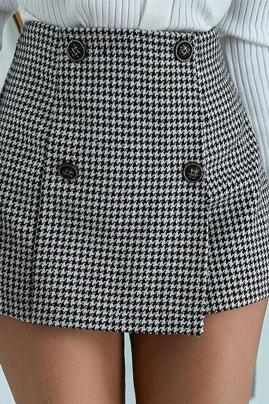 College style luxury classic houndstooth skirt
