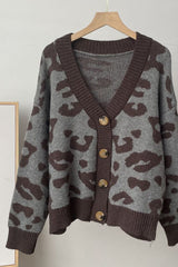 Leopard Print Soft Knitted V-neck Knitted Sweater