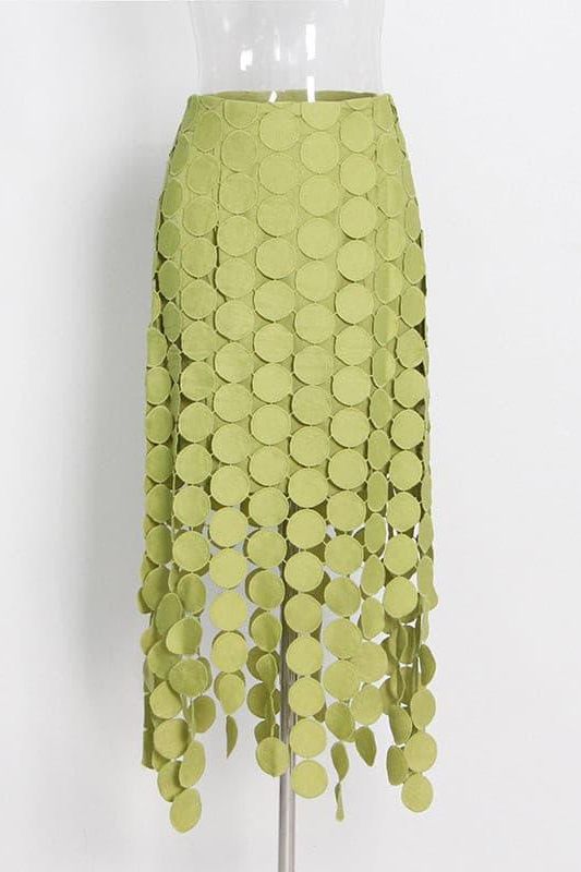 French retro hollow fringed irregular skirt