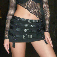 American Punk Style Belt Short Skirt