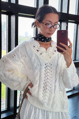 Embroidery White Sweater