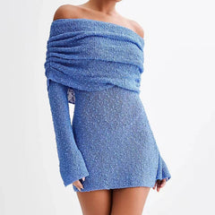 Long-sleeved One-shoulder Short Dress