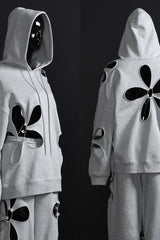 Hollow petal cutout hooded loose casual chandal