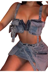Tube Top Suspender short Skirt two piece