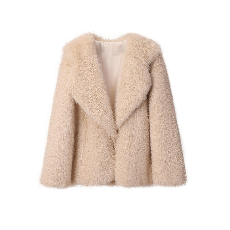 Artificial fur loose mid-length coat