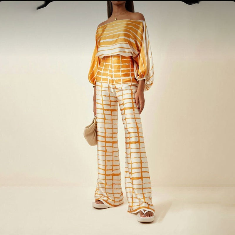 Loose Bat Sleeve Wide Leg Pants Casual Suit